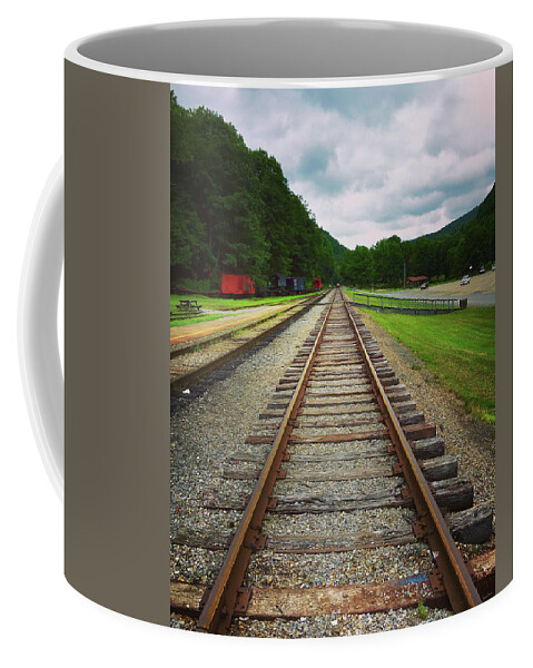 Train Tracks Coffee Mug featuring the photograph Train Tracks by Linda Sannuti