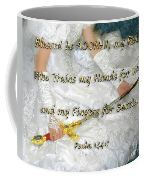 Prophetic Art Coffee Mug featuring the painting Trained For Battle by Constance Woods