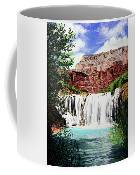 T L Coffee Mug featuring the painting Tranquility in the Canyon by Timithy L Gordon