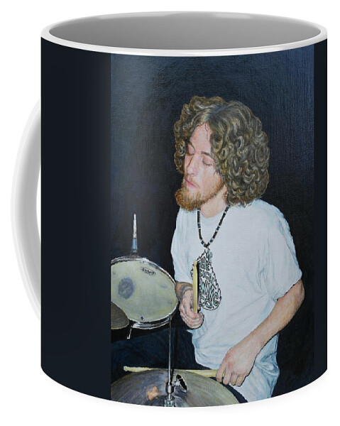 Musician Coffee Mug featuring the painting Transported by Music by Michele Myers