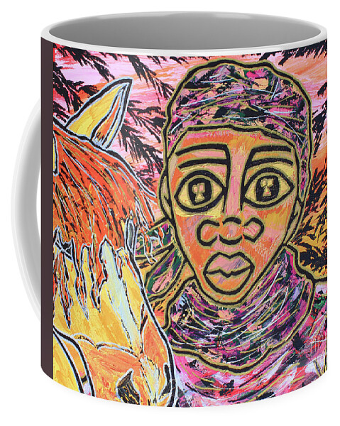 Painting - Acrylic Coffee Mug featuring the painting Travelers by Odalo Wasikhongo