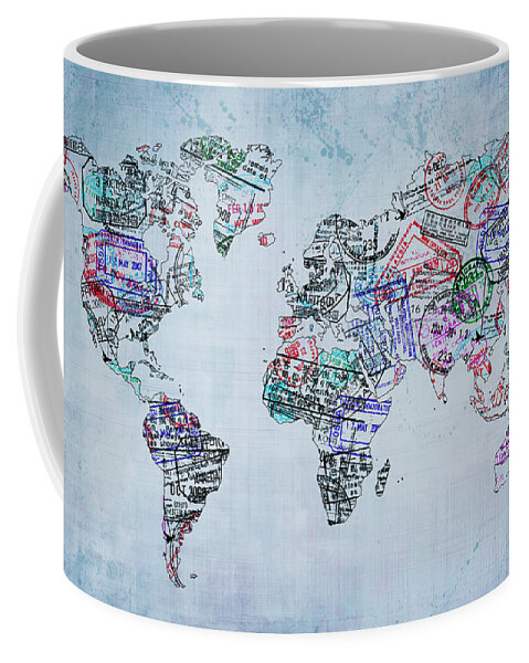 World Coffee Mug featuring the photograph Traveler world map by Delphimages Map Creations