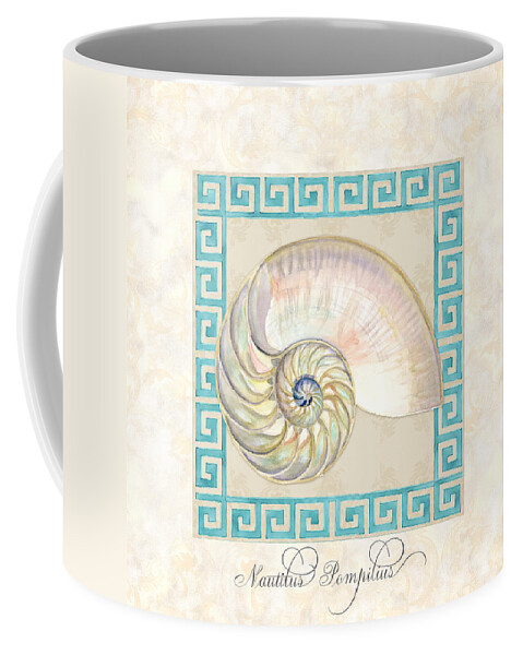 Nautilus Shell Coffee Mug featuring the painting Treasures from the Sea - Nautilus Shell Interior by Audrey Jeanne Roberts