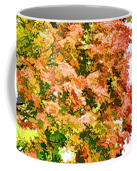 Tree With Autumn Leaves Coffee Mug featuring the painting Tree with autumn leaves by Jeelan Clark