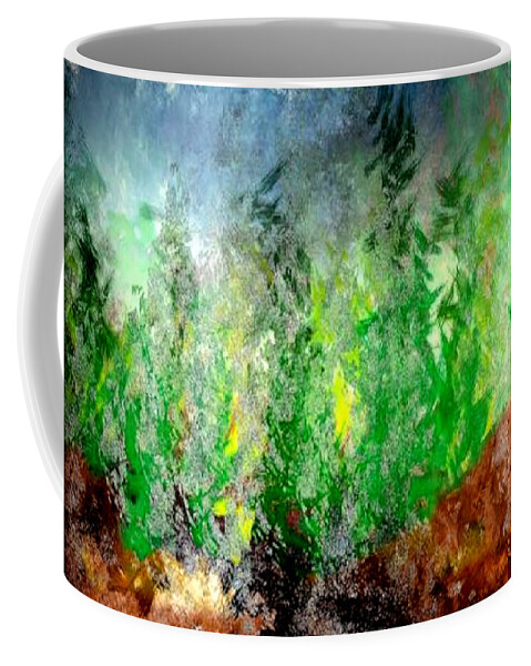 Abstract Coffee Mug featuring the painting Trees 4 by John Krakora