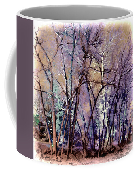 Abstract Trees Coffee Mug featuring the digital art Trees are Poems That the Earth Writes Upon the Sky by OLena Art