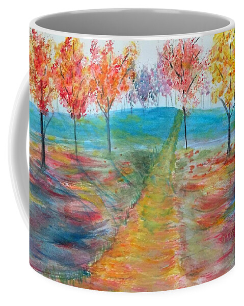 Autumn Coffee Mug featuring the painting Trees of Autumn by Anne Sands