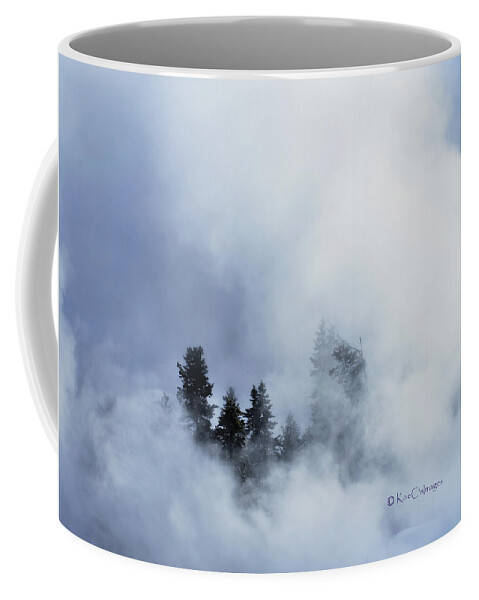 Firehole River Coffee Mug featuring the photograph Trees through Firehole River Mist by Kae Cheatham