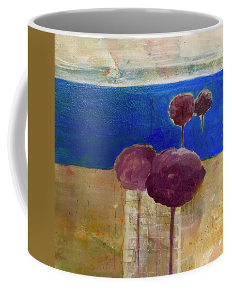 Abstract Coffee Mug featuring the painting Treescape by Carole Johnson
