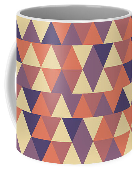 Pattern Coffee Mug featuring the mixed media Triangular Geometric Pattern - Warm Colors 12 by Studio Grafiikka