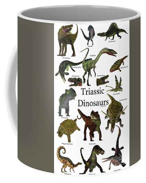 Triassic Coffee Mug featuring the digital art Triassic Dinosaurs by Corey Ford