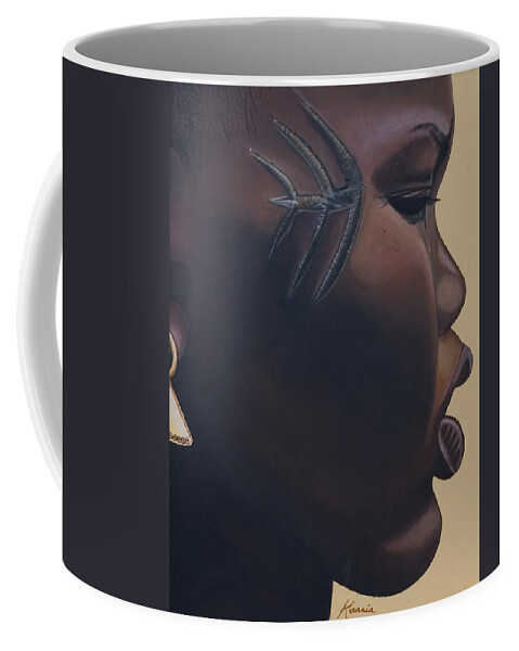 Tribal Mark Coffee Mug featuring the painting Tribal Mark by Kaaria Mucherera