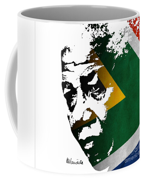 Prott Coffee Mug featuring the digital art tribute to Nelson Mandela by Rudi Prott
