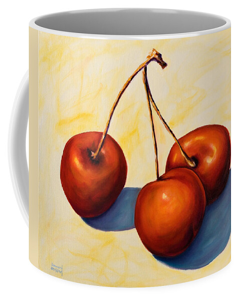 Cherries Coffee Mug featuring the painting Trilogy by Shannon Grissom
