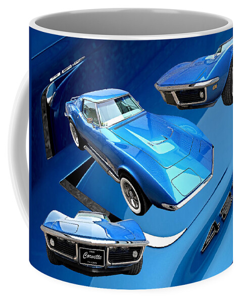 Corvette Coffee Mug featuring the photograph Triple Blue 68 Corvette C3 427 by Gill Billington