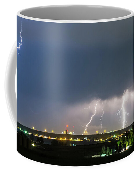 Lightning Coffee Mug featuring the photograph Triple Night Strike by James BO Insogna