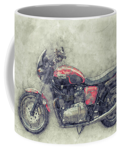 Triumph Bonneville Coffee Mug featuring the mixed media Triumph Bonneville 1 - Standard Motorcycle - 1959 - Motorcycle Poster - Automotive Art by Studio Grafiikka