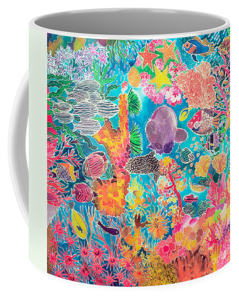 Marine; Sub Aquatic; Underwater; Fish; Coral; Anemone; Star-fish; Sea; Reef Coffee Mug featuring the painting Tropical Coral by Hilary Simon