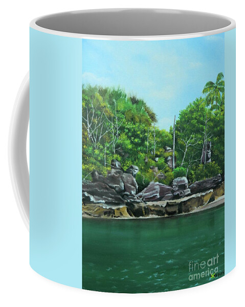 Tropical Art Coffee Mug featuring the painting Tropical Paradise by Kenneth Harris