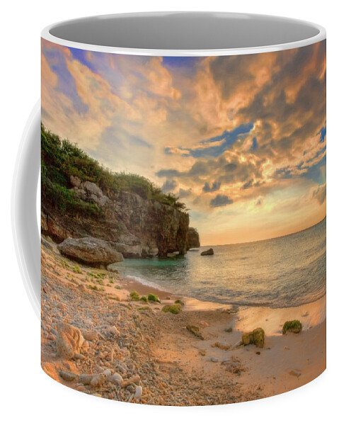 Curacao Coffee Mug featuring the photograph Tropical Sunset by Nadia Sanowar