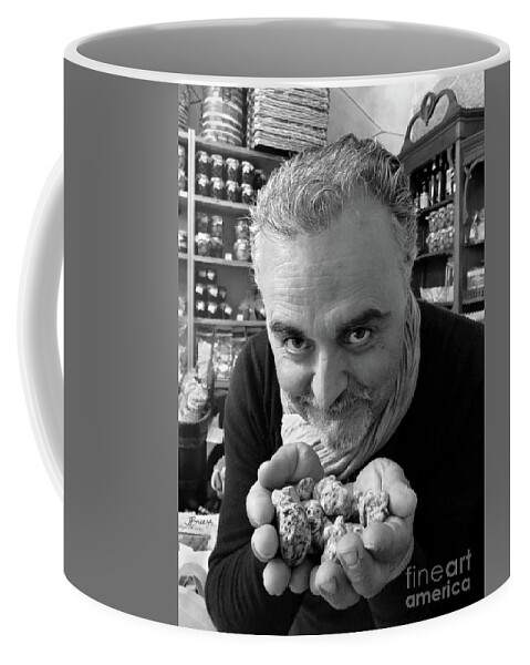 Truffle Coffee Mug featuring the photograph Truffle Man of Torre Bormida by Jennie Breeze