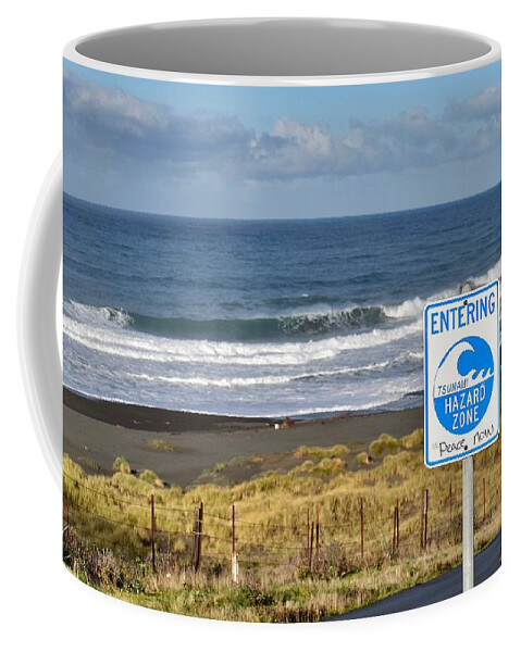 Tsunami Hazard Zone Coffee Mug featuring the photograph Tsunami Hazard Zone by Maria Jansson