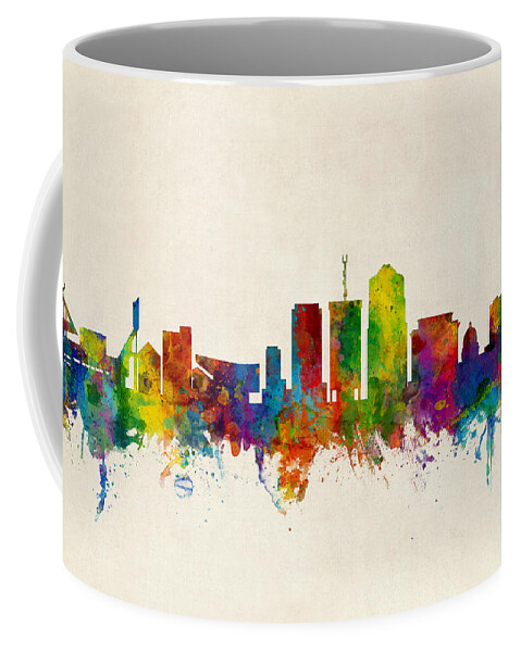 Tucson Coffee Mug featuring the digital art Tucson Arizona Skyline by Michael Tompsett