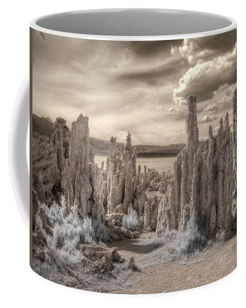 Tufa Coffee Mug featuring the photograph Tufa Mono Lake California infrared surreal sepia by Jane Linders