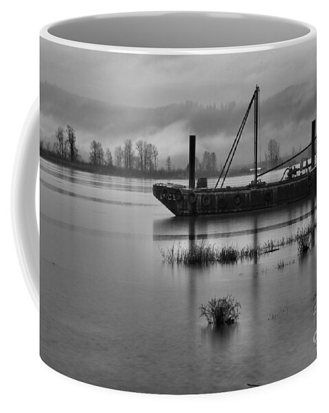 Black And White Coffee Mug featuring the photograph Tug In The Gorge Black And White by Adam Jewell