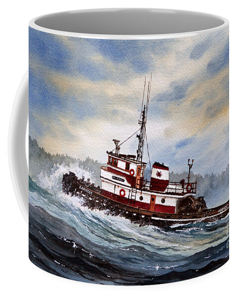 Tugs Coffee Mug featuring the painting Tugboat EARNEST by James Williamson