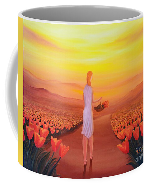 Tulip Coffee Mug featuring the painting Tulip Basket   by Torrence Ramsundar