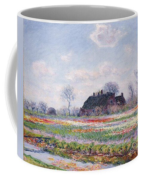 Tulip Fields At Sassenheim Coffee Mug featuring the painting Tulip Fields at Sassenheim by Claude Monet