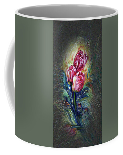 Tulips Coffee Mug featuring the painting Tulips Fantasy by Harsh Malik