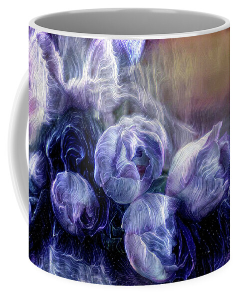 Tulips Coffee Mug featuring the mixed media Tulips by Lilia S