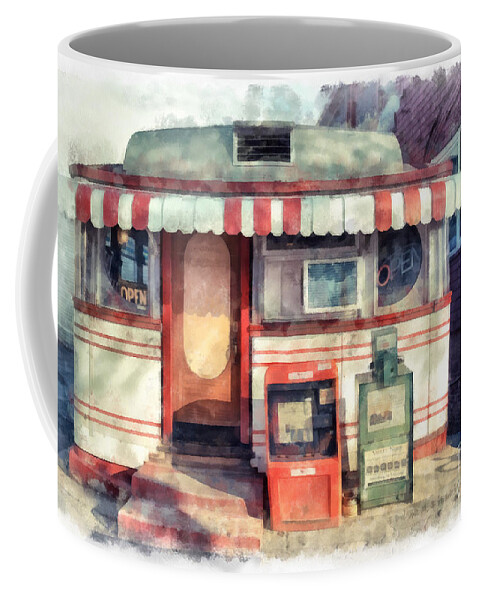 Fielding Coffee Mug featuring the painting Tumble Inn Diner Watercolor by Edward Fielding