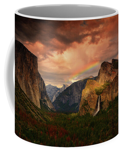 Tunnel View Coffee Mug featuring the photograph Tunnel View Rainbow by Raymond Salani III