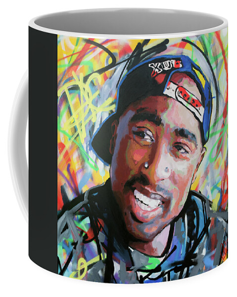 Tupac Coffee Mug featuring the painting Tupac Portrait by Richard Day