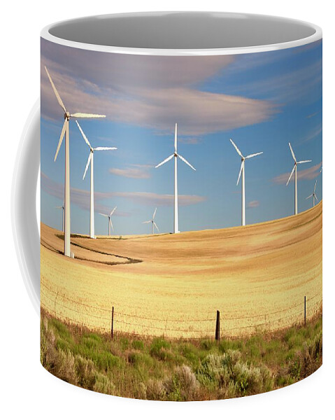 Wind Coffee Mug featuring the photograph Turbine Line by Todd Kreuter