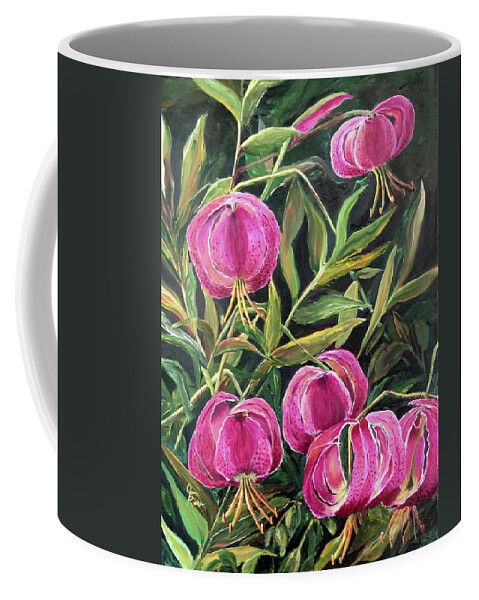 Flowers Coffee Mug featuring the painting Turk Tigers In My Garden by Jane Ricker