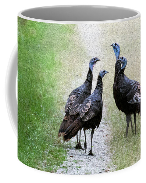 Wild Turkeys Coffee Mug featuring the photograph Turkey Quorum by Art Cole