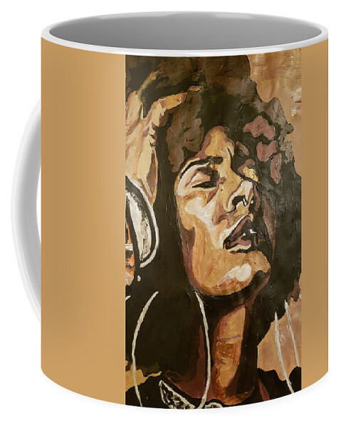 Black Woman Coffee Mug featuring the painting Turn Up The Quiet by Rachel Natalie Rawlins