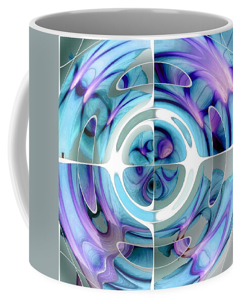Turquoise Coffee Mug featuring the painting Turquoise and Purple Abstract Collage by Taiche Acrylic Art