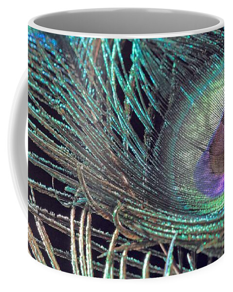 Peacock Feather Coffee Mug featuring the photograph Turquoise Feather by Angela Murdock