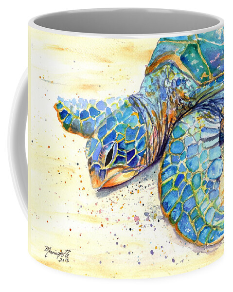 Turtle Coffee Mug featuring the painting Turtle at Poipu Beach 4 by Marionette Taboniar