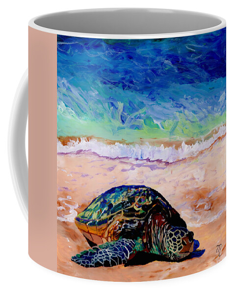 Sea Turtle Coffee Mug featuring the painting Turtle at Poipu Beach 9 by Marionette Taboniar
