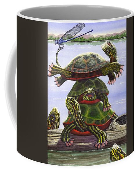 Turtle Coffee Mug featuring the painting Turtle Circus by Catherine G McElroy