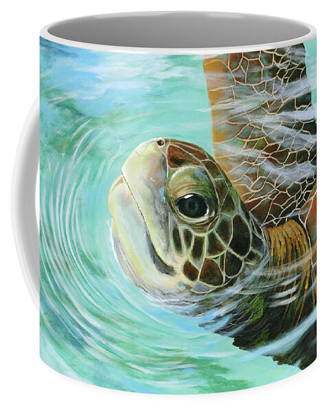 Turtle Coffee Mug featuring the painting Turtle Up by Donna Tucker