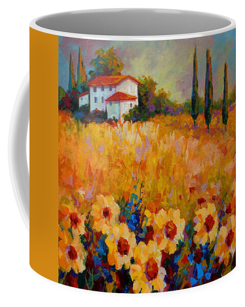 Tuscany Coffee Mug featuring the painting Tuscany Sunflowers by Marion Rose