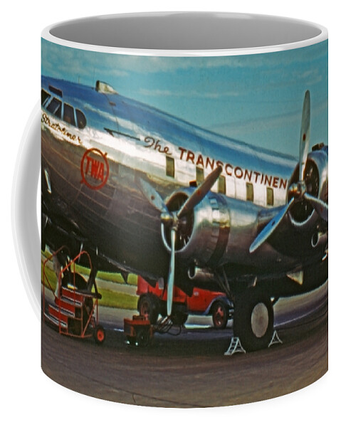 Historic Airplane Coffee Mug featuring the photograph TWA Stratoliner The Transcontinental Line by Henry Boris by Rolf Bertram