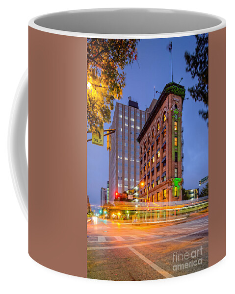 Downtown Coffee Mug featuring the photograph Twilight Photograph of the Flatiron Building in Downtown Fort Worth - Texas by Silvio Ligutti